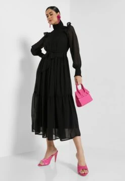 ELLA High Neck Puff Sleeve Dress -Silk Bloom Dresses Store 4 zoom desktop 501