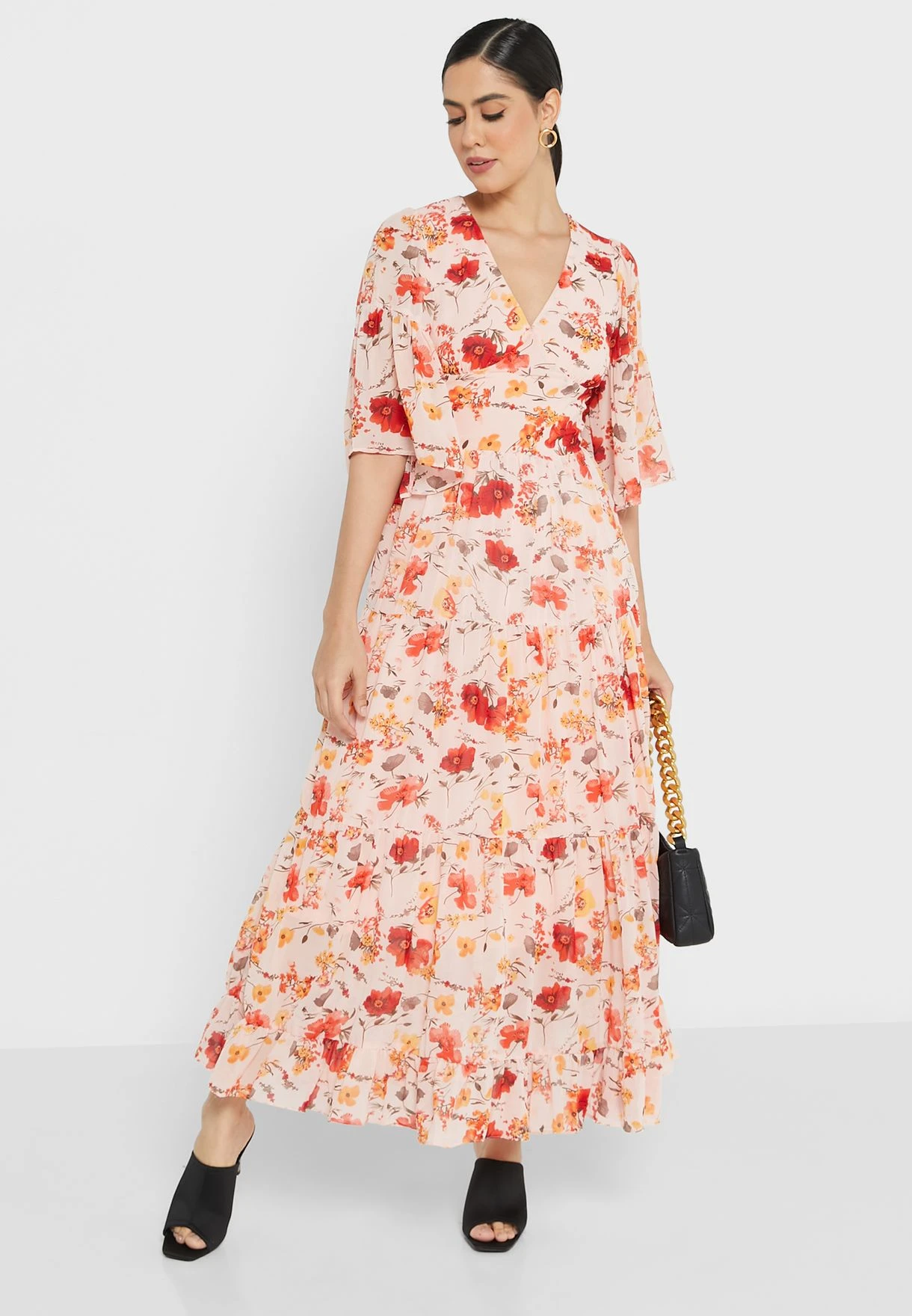 ELLA Flute Sleeve Floral Dress 4 ELLA Flute Sleeve Floral Dress - Image 4