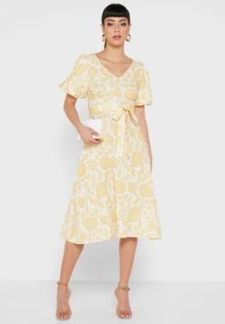 ELLA V Neck Front Tie Dress -Silk Bloom Dresses Store 4 zoom desktop 540