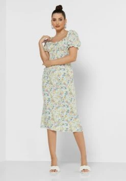 ELLA Printed Drawstring Detail Dress -Silk Bloom Dresses Store 4 zoom desktop 545