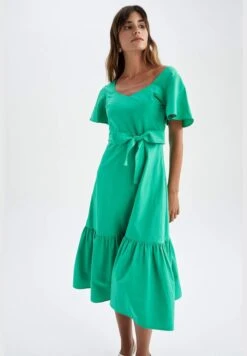 DeFacto Woman Tiered V-Neck Short Sleeve Woven Dress 11 DeFacto Woman Tiered V-Neck Short Sleeve Woven Dress -Silk Bloom Dresses Store 4 zoom desktop 549