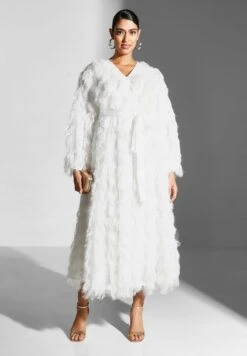 Fur Waterfall Trim Belted Dress 7 Fur Waterfall Trim Belted Dress -Silk Bloom Dresses Store 4 zoom desktop 555