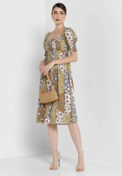 ELLA Printed Puff Sleeve Dress -Silk Bloom Dresses Store 4 zoom desktop 564