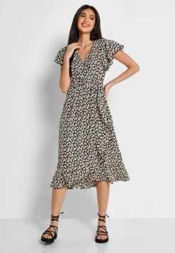 JACQUELINE DE YONG Printed Surplice Neck High Low Dress -Silk Bloom Dresses Store 4 zoom desktop 574