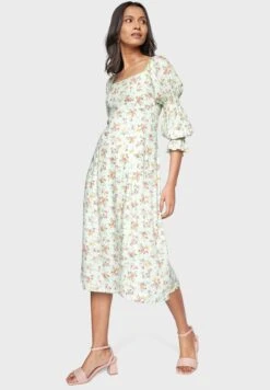 Puff Sleeve Floral Print Dress -Silk Bloom Dresses Store 4 zoom desktop 593
