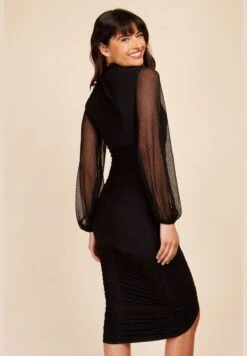 Little Mistress Black Spot Mesh Midi Dress -Silk Bloom Dresses Store 4 zoom desktop 600