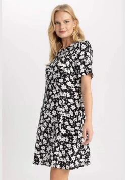 DeFacto Woman C Neck Short Sleeve Woven Dress -Silk Bloom Dresses Store 4 zoom desktop 625