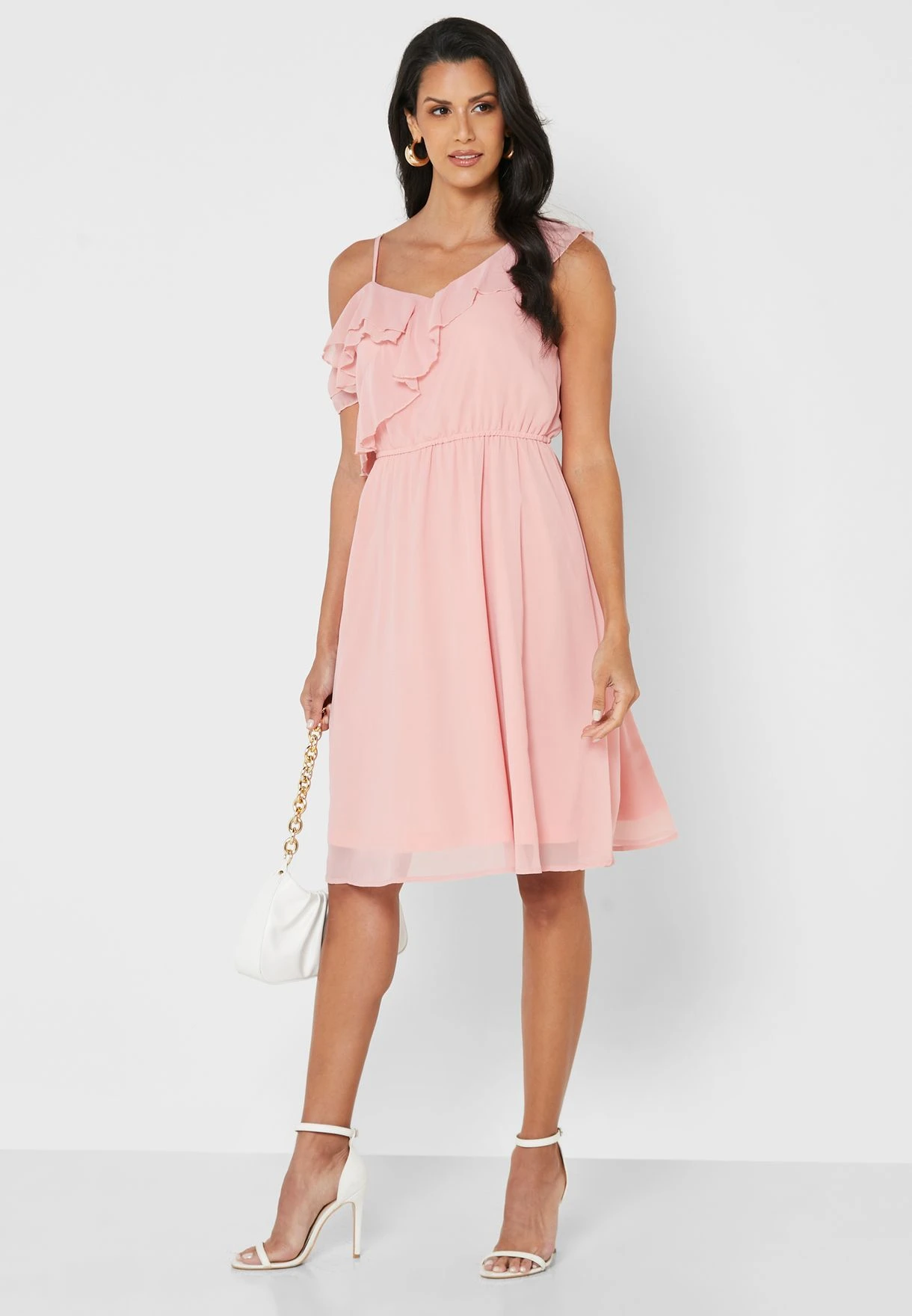 ELLA Frill Detail Cold Shoulder Dress 4 ELLA Frill Detail Cold Shoulder Dress - Image 4