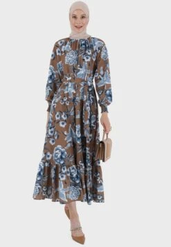 Floral Printed Balloon Sleeve Dress -Silk Bloom Dresses Store 4 zoom desktop 633