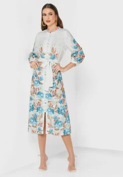 Button Detail Printed Dress -Silk Bloom Dresses Store 4 zoom desktop 634