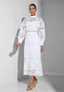 Shell Detail Lace Midi Dress -Silk Bloom Dresses Store 4 zoom desktop 635