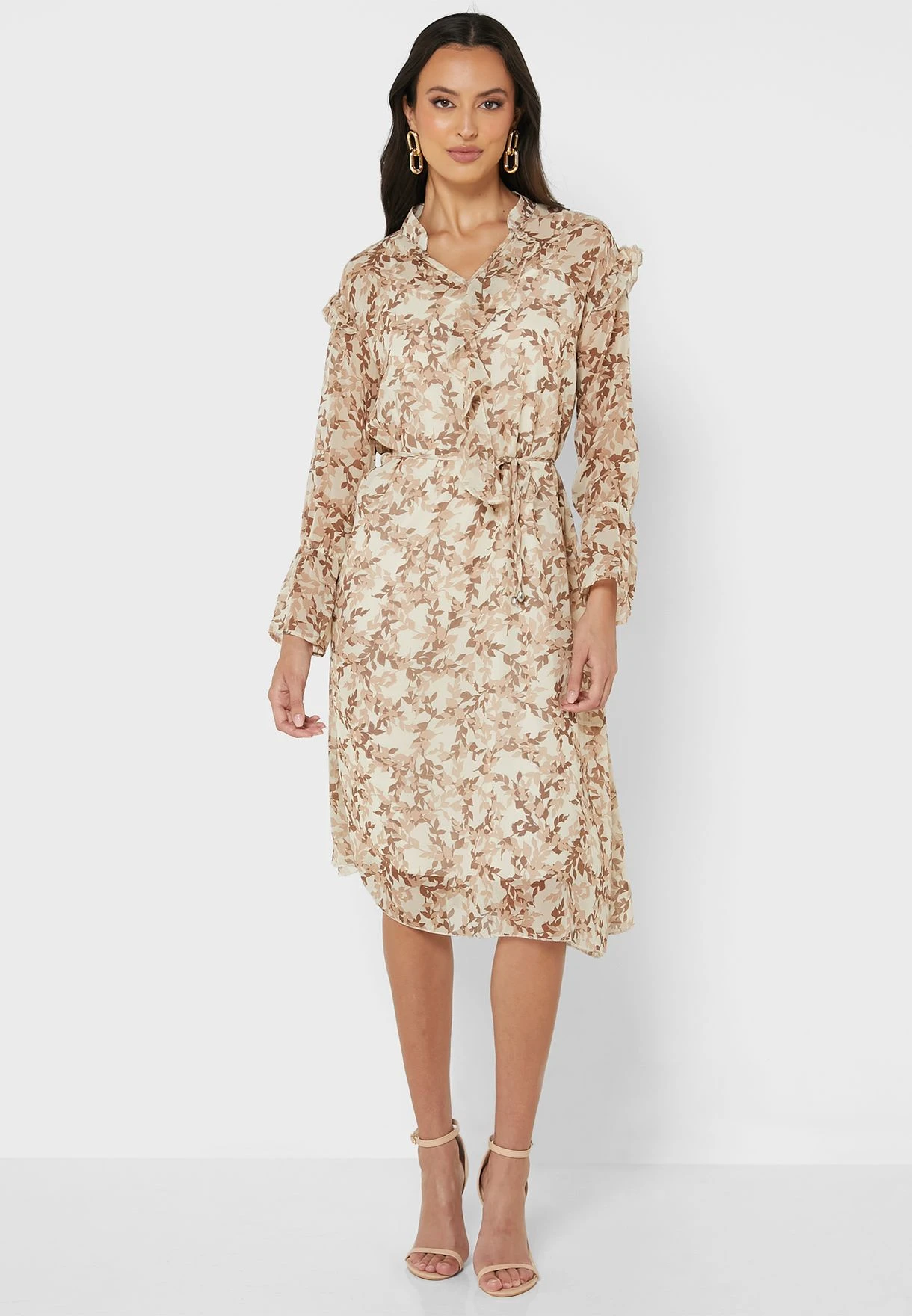 Floral Printed Puff Sleeve Tie Detail Dress 4 Floral Printed Puff Sleeve Tie Detail Dress - Image 4