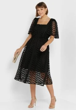 Little Mistress Lace Square Neck Button Down Dress -Silk Bloom Dresses Store 4 zoom desktop 647