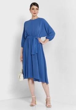 ELLA Puffed Sleeve Self Tie Midi Dress -Silk Bloom Dresses Store 4 zoom desktop 657