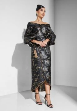 Off Shoulder Printed Wrap Dress -Silk Bloom Dresses Store 4 zoom desktop 665