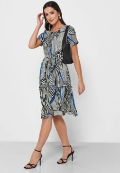 Printed Belt Tiered Dress -Silk Bloom Dresses Store 4 zoom desktop 689