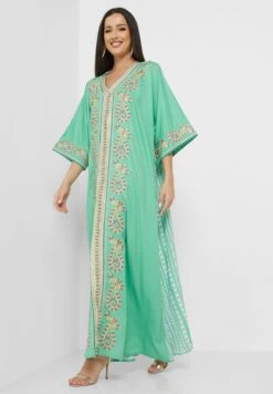 V-Neck Printed Jalabiya -Silk Bloom Dresses Store 4 zoom desktop 690