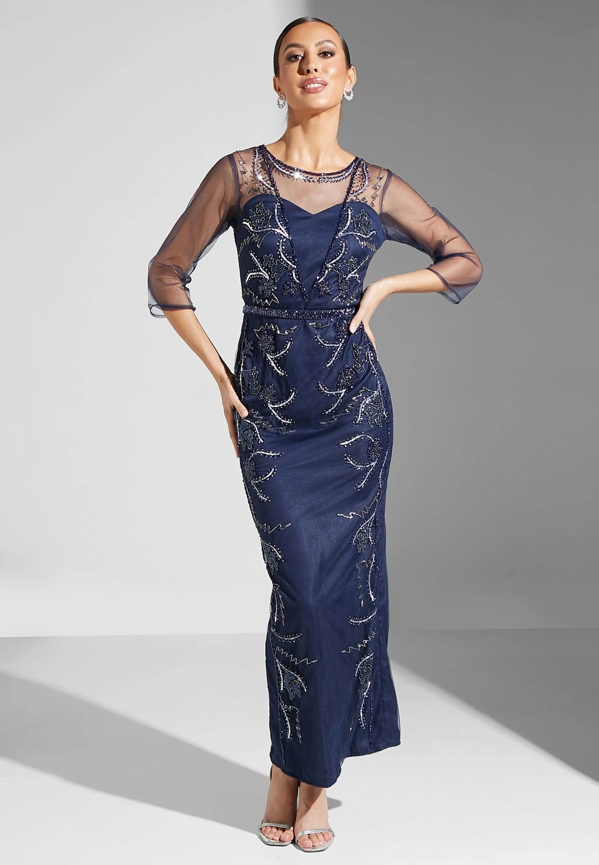 Embroidered Mesh Detail Dress 4 Embroidered Mesh Detail Dress - Image 4