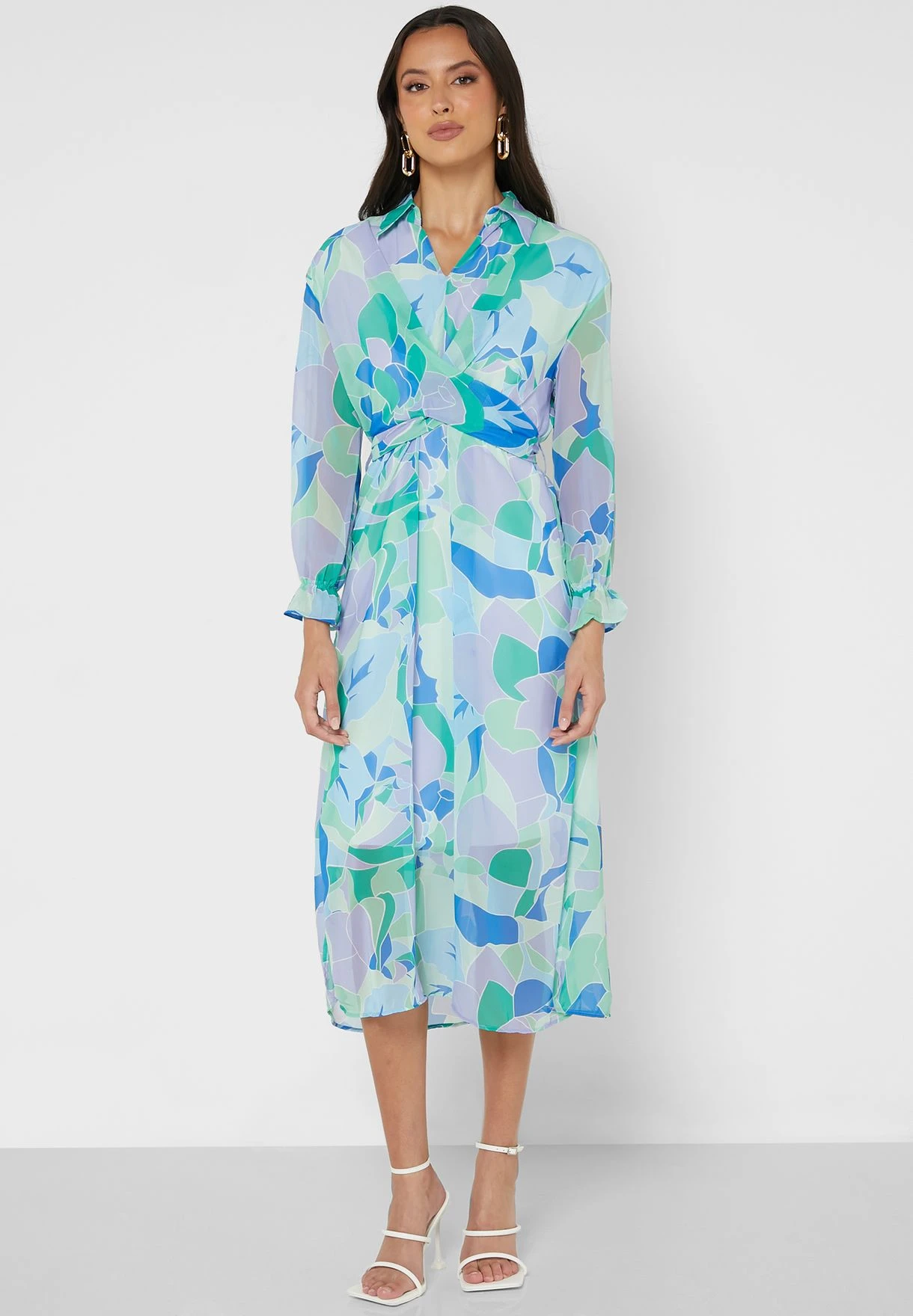 Printed Puff Sleeve Belted Dress 4 Printed Puff Sleeve Belted Dress - Image 4