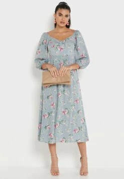 ELLA Printed Sweetheart Neck Dress -Silk Bloom Dresses Store 4 zoom desktop 724
