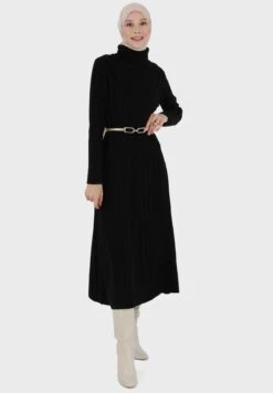 Turtle Neck Belted Cable Knitted Dress -Silk Bloom Dresses Store 4 zoom desktop 737
