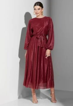 Solid Puff Sleeve Dress -Silk Bloom Dresses Store 4 zoom desktop 754