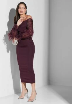 Tie Up Sleeve Mesh Detail Dress -Silk Bloom Dresses Store 4 zoom desktop 758