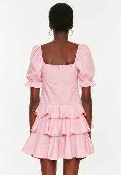 Trendyol Puff Sleeve Tie Neck Ruffle Detail Dress -Silk Bloom Dresses Store 4 zoom desktop 76