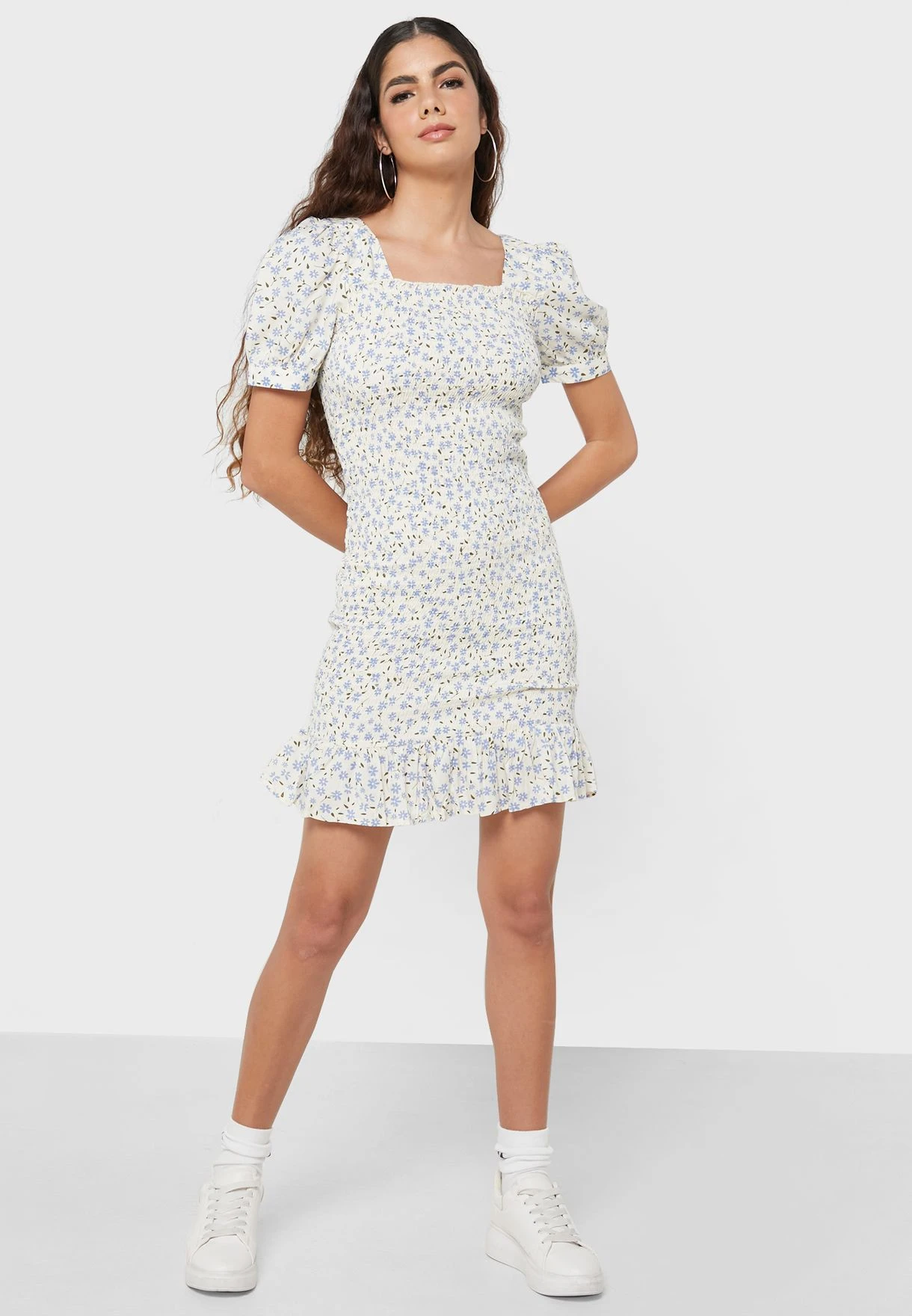 Noisy May Square Neck Puff Sleeve Printed Dress 4 Noisy May Square Neck Puff Sleeve Printed Dress - Image 4