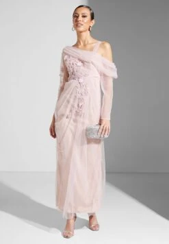 One Shoulder Embellished Mesh Dress -Silk Bloom Dresses Store 4 zoom desktop 778