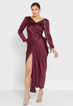 V-Neck Front Twisted Wrap Dress -Silk Bloom Dresses Store 4 zoom desktop 781