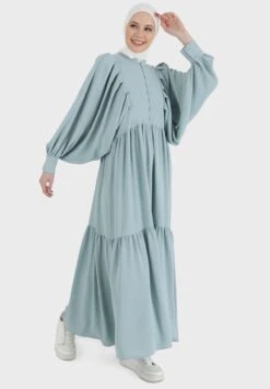 Balloon Sleeve Button Detail Dress -Silk Bloom Dresses Store 4 zoom desktop 783