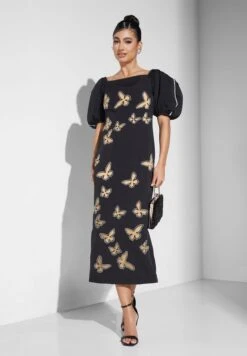 Balloon Sleeve Laser Cut Dress -Silk Bloom Dresses Store 4 zoom desktop 785