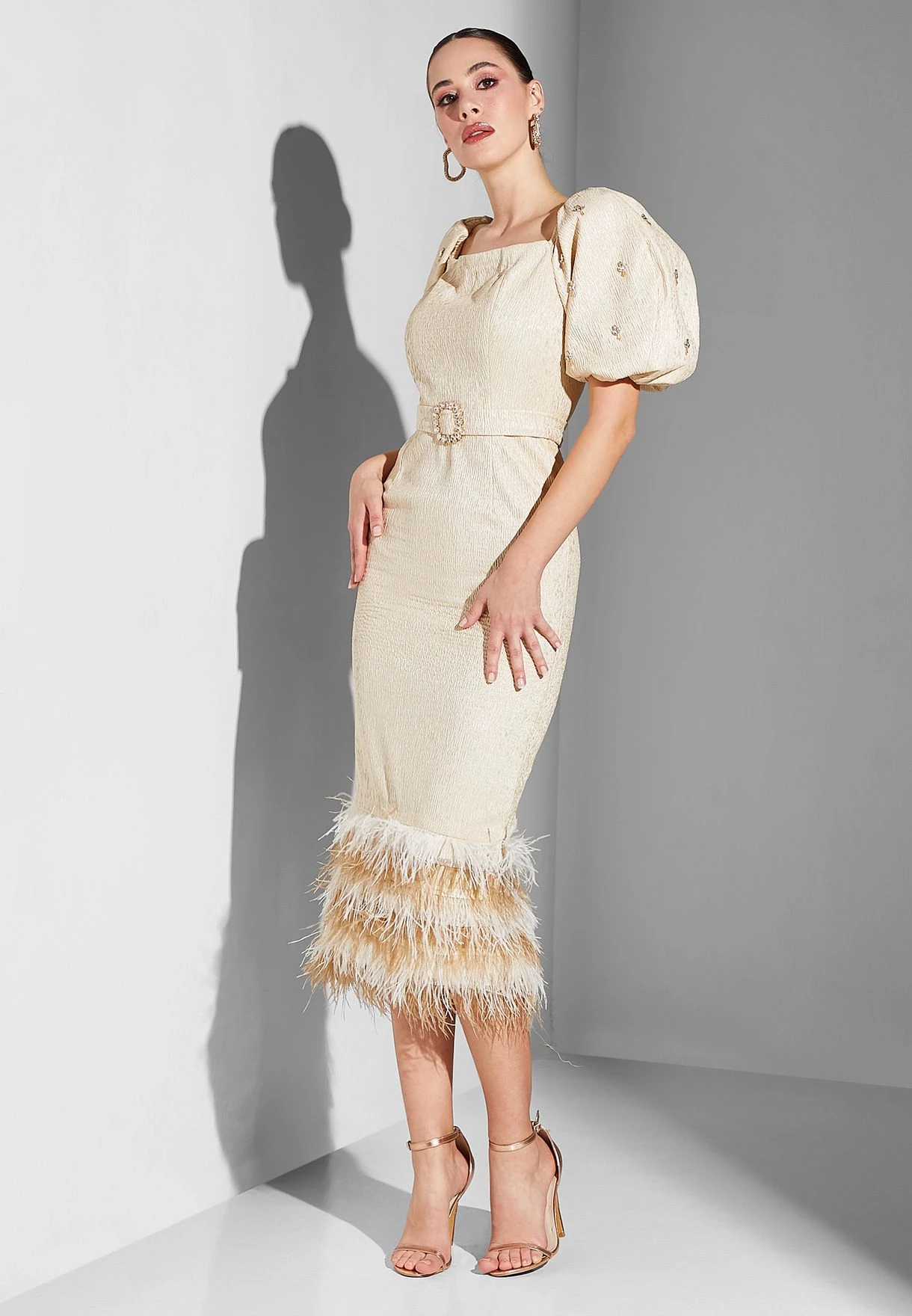 Balloon Sleeve Belted Dress 3 Balloon Sleeve Belted Dress - Image 3