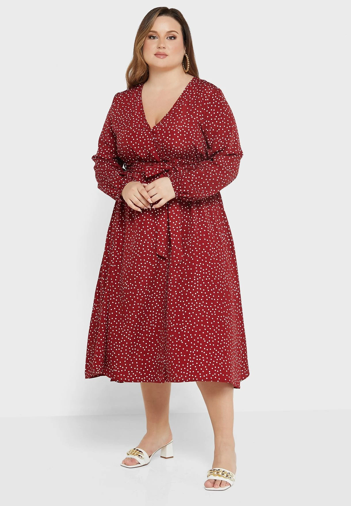 Wrap Waist Detail Puff Sleeve Dress 4 Wrap Waist Detail Puff Sleeve Dress - Image 4