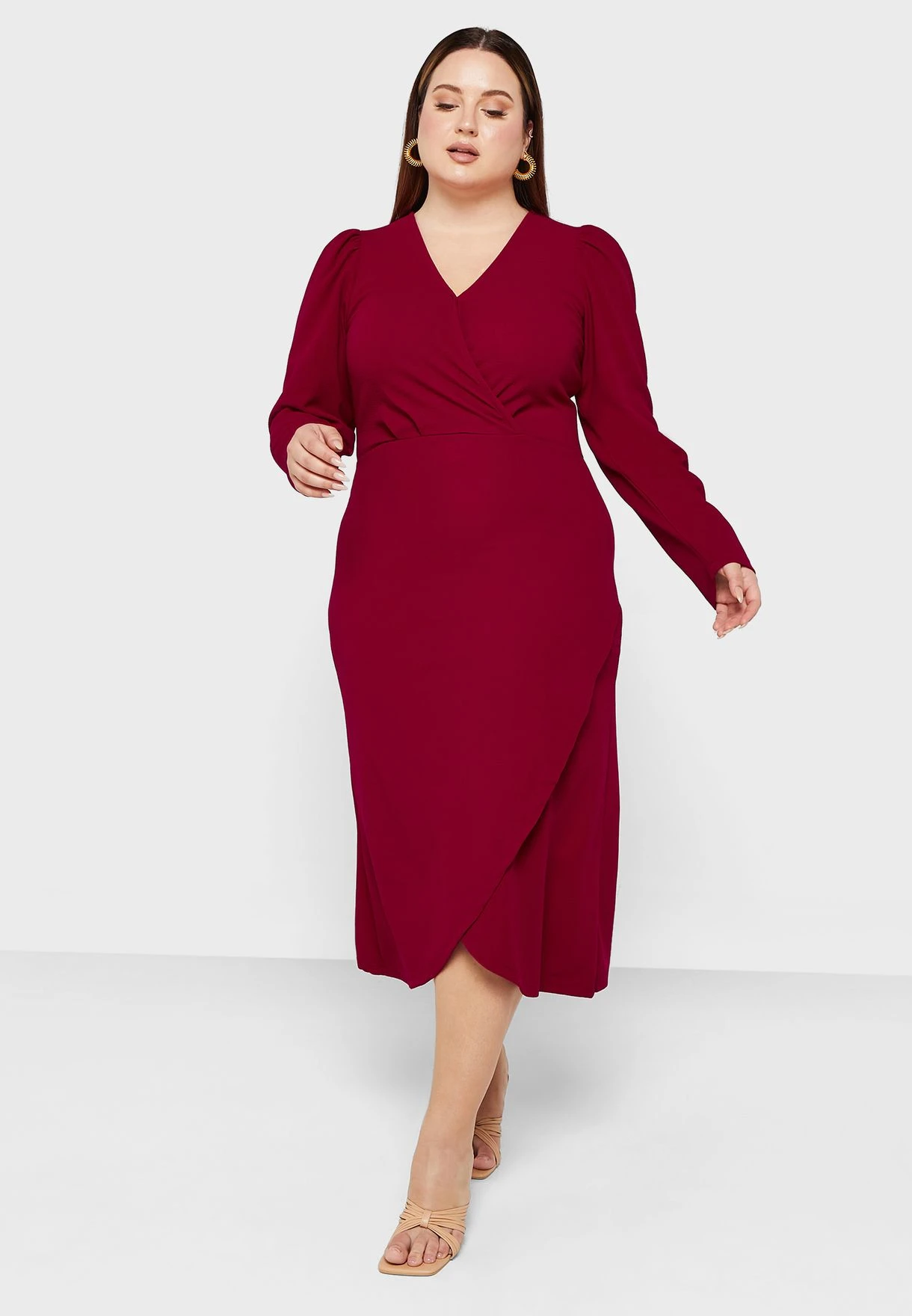 V Neck Puff Sleeve Dress 4 V Neck Puff Sleeve Dress - Image 4