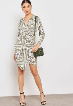 Baroque Print Wrap Front Drape Dress 7 Baroque Print Wrap Front Drape Dress -Silk Bloom Dresses Store 4 zoom desktop 856