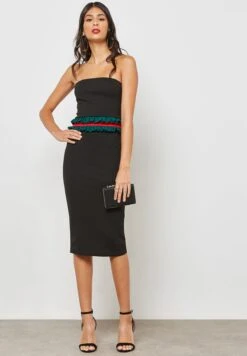 Contrast Waist Ruffle Bandeau Dress -Silk Bloom Dresses Store 4 zoom desktop 859