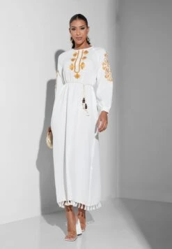 Tassel Hem Embroidered Dress -Silk Bloom Dresses Store 4 zoom desktop 896