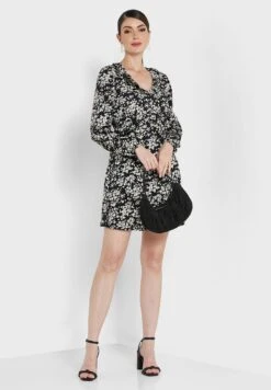 ELLA Printed V Neck Dress -Silk Bloom Dresses Store 4 zoom desktop 91