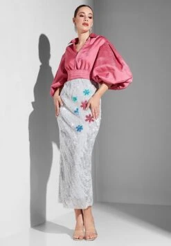 Balloon Sleeve Top & Skirt Set 7 Balloon Sleeve Top & Skirt Set -Silk Bloom Dresses Store 4 zoom desktop 919