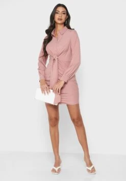 Pleated Button Detail Dress -Silk Bloom Dresses Store 4 zoom desktop 92