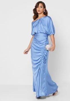 Cape Sleeve Ruched Dress -Silk Bloom Dresses Store 4 zoom desktop 932