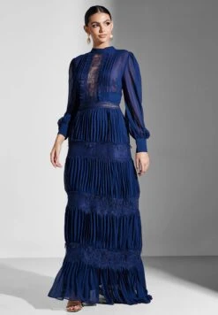 Balloon Sleeves Lace Trim Pleated Dress -Silk Bloom Dresses Store 4 zoom desktop 960