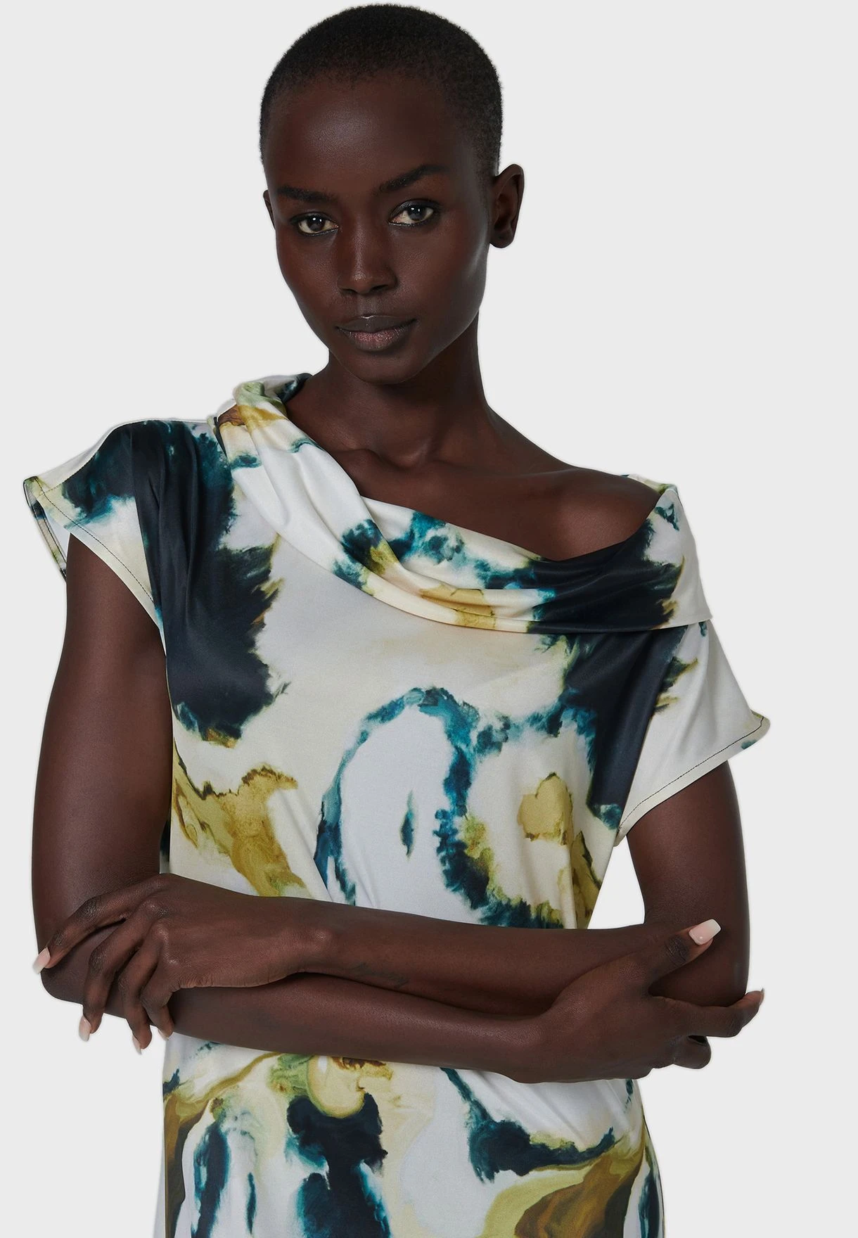 Water Marble Print Dress 4 Water Marble Print Dress - Image 4