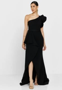 One Shoulder Waterfall Trim Ruffle Sleeve Dress -Silk Bloom Dresses Store 4 zoom desktop 983