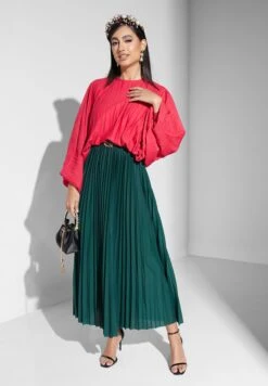 Plisse Cape Sleeve Dress -Silk Bloom Dresses Store 4 zoom desktop 989