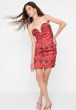 Trendyol Floral Print Bardot Knitted Dress -Silk Bloom Dresses Store 5 zoom desktop 122