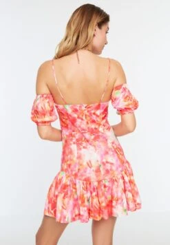 Trendyol Strappy Floral Print Ruffle Hem Dress -Silk Bloom Dresses Store 5 zoom desktop 123