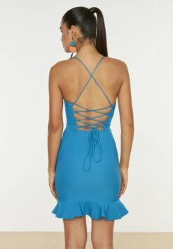 Trendyol Halter Neck Open Back Tie Detail Dress -Silk Bloom Dresses Store 5 zoom desktop 150